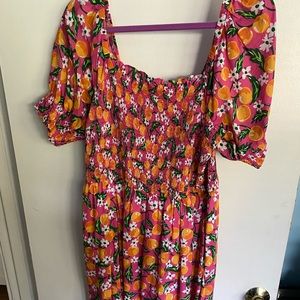 Draper James smocked orange blossom dress size XL